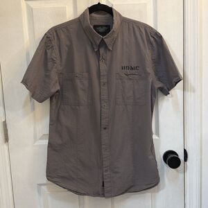 Harley-Davidson Men’s M Gray Skull Wing #1 Short Sleeve Button Up Shirt